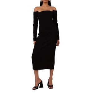 Anthropologie MISHA Los Angeles Camilinina black long sleeve Bodycon dress SZ 0